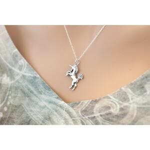 Sterling Silver Realistic Unicorn Charm Necklace